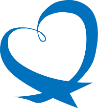 青のリボンで描くハートリボン